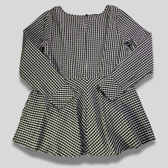 HALOGEN Black White Gingham Check Dip Ruffled Hem Size M - Picture 2 of 9